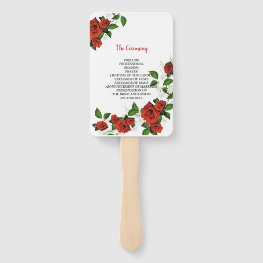 Hochzeitsprogramm für moderne geometrische rote Fl Fächer (Rückseite)