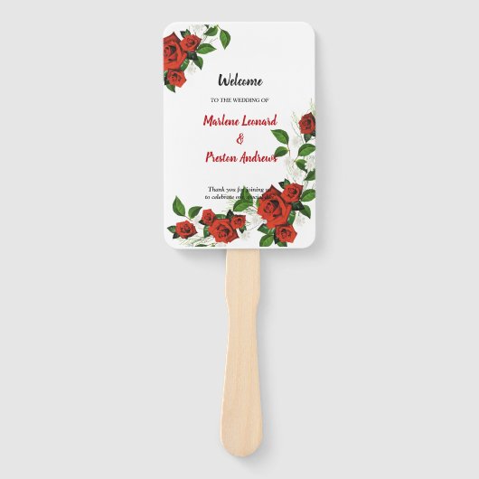 Hochzeitsprogramm für moderne geometrische rote Fl Fächer (Vorderseite)