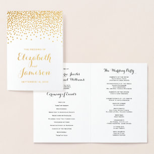 Hochzeitsprogramm für moderne Goldfoil-Dots Folienkarte