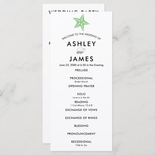 Hochzeitsprogramm für moderne Grüne Fische Programm (Vorne/Hinten)