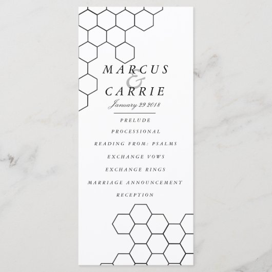 Hochzeitsprogramm für moderne Honeycomb Programm (Vorderseite)