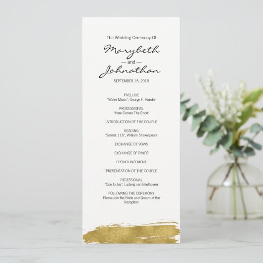 Hochzeitsprogramm für moderne Imitate Programm (Stehend Vorderseite)