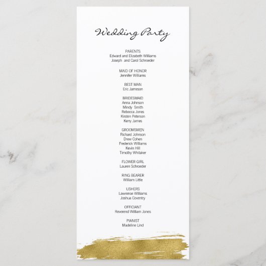 Hochzeitsprogramm für moderne Imitate Programm (Rückseite)