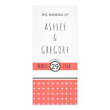 Hochzeitsprogramm für moderne lebende Korallentypo