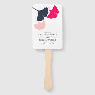 Hochzeitsprogramm für moderne Marine- und Rosa-Gin Fächer