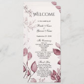 Hochzeitsprogramm für moderne rote Blätter Programm (Vorne/Hinten)