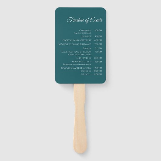 Hochzeitsprogramm für moderne Smaragdgrüne Grün- Fächer (Rückseite)