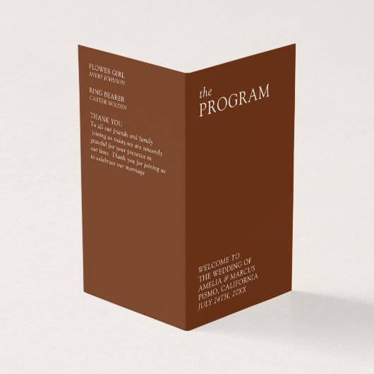 Hochzeitsprogramm für moderne und schwache Typogra (Vorderseite)