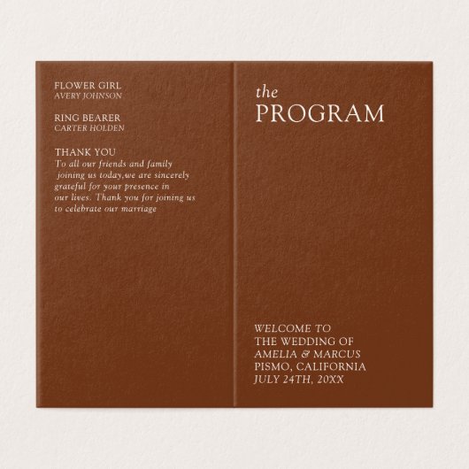 Hochzeitsprogramm für moderne und schwache Typogra (Außenseite Aufgefaltet)