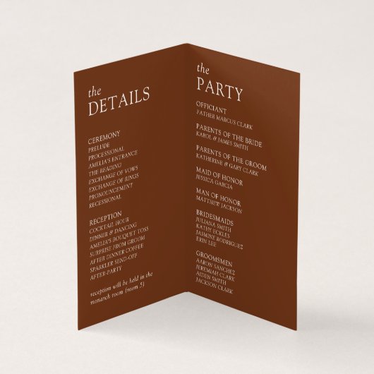 Hochzeitsprogramm für moderne und schwache Typogra (Innenseite)