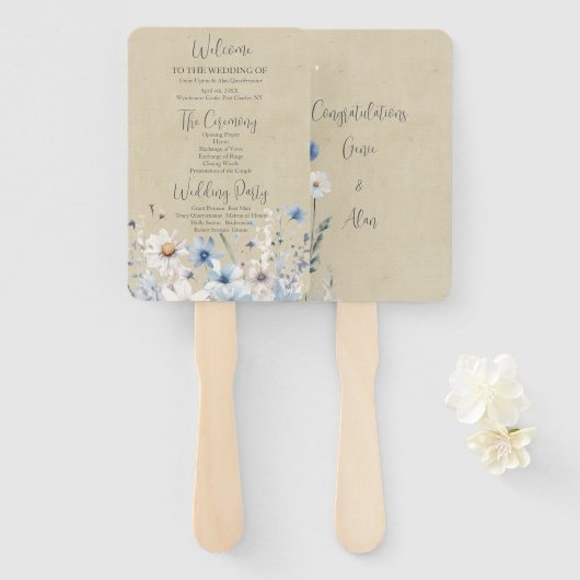 Hochzeitsprogramm für moderne Wildblume Fächer (Vorne und Hinten)