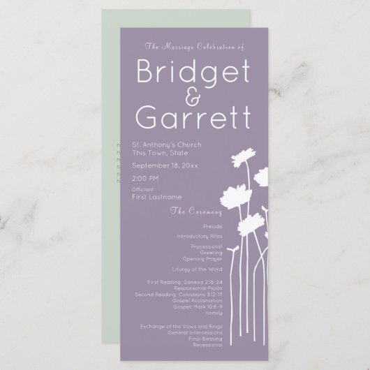 Hochzeitsprogramm für moderne Wildblume Programm (Vorne/Hinten)