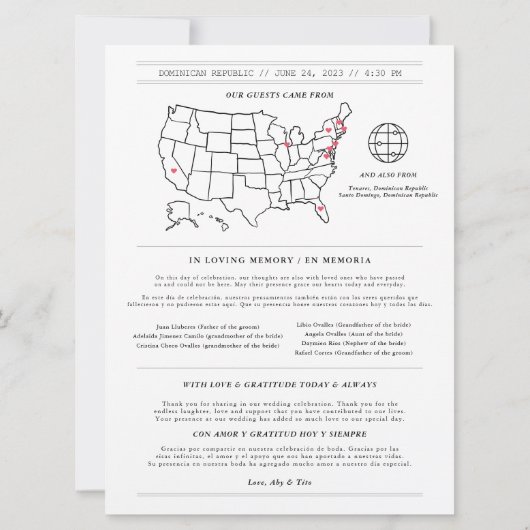 Hochzeitsprogramm für moderne Zeitungen (Rückseite)