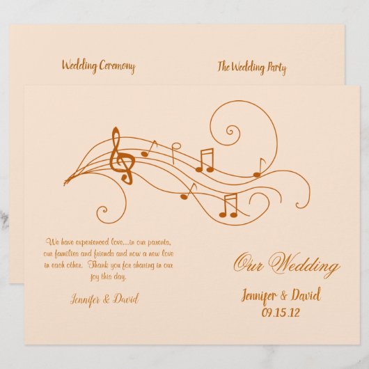 Hochzeitsprogramm für Musikliebhaber (Vorne/Hinten)