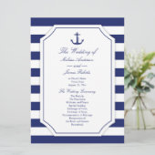 Hochzeitsprogramm für Nautic Anchor Navy Blue Stri Programm (Stehend Vorderseite)