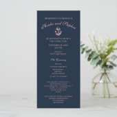Hochzeitsprogramm für Nautical Blush und Navy Blue Programm (Stehend Vorderseite)