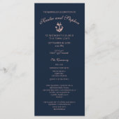Hochzeitsprogramm für Nautical Blush und Navy Blue Programm (Vorderseite)