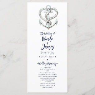 Hochzeitsprogramm für Nautical Heart Rope Anchor C Programm