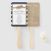 Hochzeitsprogramm für Nautical Knot Burlap-Navy-St Fächer (Vorne und Hinten)