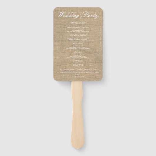 Hochzeitsprogramm für Nautical Knot Burlap-Navy-St Fächer (Rückseite)