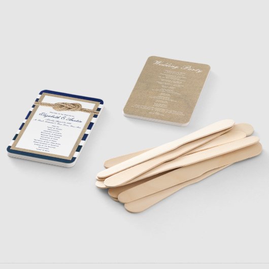 Hochzeitsprogramm für Nautical Knot Burlap-Navy-St Fächer (Non-assembled)