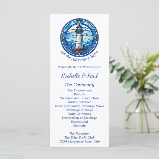 Hochzeitsprogramm für Nautical Lighthouse Sailing  (Stehend Vorderseite)