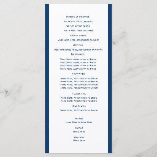 Hochzeitsprogramm für nautische Segelboote Programm (Rückseite)