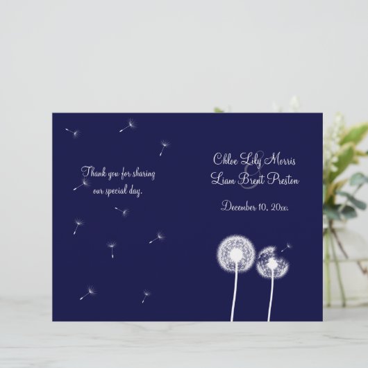 Hochzeitsprogramm für Navy Best Wishs 2 (Stehend Vorderseite)