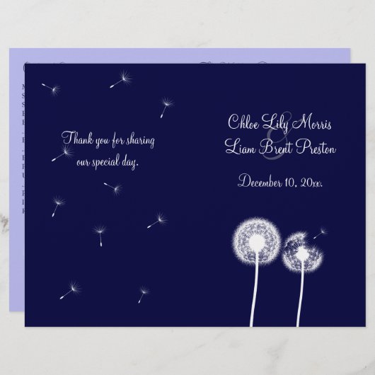 Hochzeitsprogramm für Navy Best Wishs 2 (Vorne/Hinten)