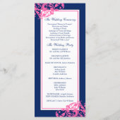 Hochzeitsprogramm für Navy Blue and Pink Blühend W Programm (Rückseite)