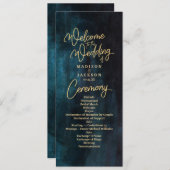 Hochzeitsprogramm für Navy Blue & Aquamarin Waterc Programm (Vorne/Hinten)