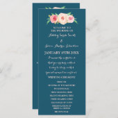 Hochzeitsprogramm für Navy Blue Blush Pink Floral Programm (Vorne/Hinten)