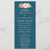 Hochzeitsprogramm für Navy Blue Blush Pink Floral Programm (Vorderseite)