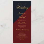 Hochzeitsprogramm für Navy Blue Burgundy Programm (Vorderseite)