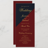 Hochzeitsprogramm für Navy Blue Burgundy Programm (Vorne/Hinten)