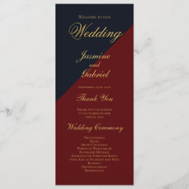 Hochzeitsprogramm für Navy Blue Burgundy Programm