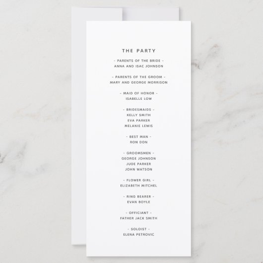 Hochzeitsprogramm für Navy-Blue-Calligraphy (Rückseite)