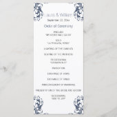 Hochzeitsprogramm für Navy Blue Damask Programm (Vorderseite)