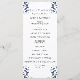 Hochzeitsprogramm für Navy Blue Damask Programm