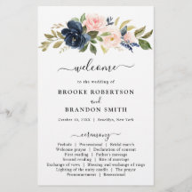 Hochzeitsprogramm für Navy Blue Dusty Blush Pink F