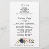 Hochzeitsprogramm für Navy Blue Dusty Blush Pink F (Rückseite)