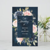 Hochzeitsprogramm für Navy Blue Dusty Blush Pink F (Stehend Vorderseite)