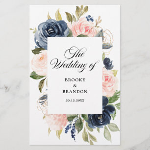 Hochzeitsprogramm für Navy Blue Dusty Blush Pink F