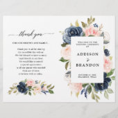 Hochzeitsprogramm für Navy Blue Dusty Blush Pink F (Vorderseite)
