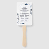 Hochzeitsprogramm für Navy Blue Elegant Fächer (Rückseite)