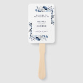 Hochzeitsprogramm für Navy Blue Elegant Fächer (Vorderseite)