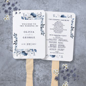 Hochzeitsprogramm für Navy Blue Elegant Fächer