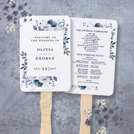 Hochzeitsprogramm für Navy Blue Elegant Fächer