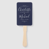 Hochzeitsprogramm für Navy Blue Elegant Fächer (Vorderseite)