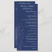 Hochzeitsprogramm für Navy Blue Floral Programm (Vorne/Hinten)